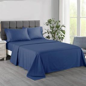 img 3 attached to 🛏️ NORTH HOME Queen Size Flat Sheet - Luxury 400 Thread Count Long-Staple Pure Natural Cotton Sateen Weave Bed Sheet for Queen Bed - Breathable, Lightweight, Soft and Silky Sateen - Dark Blue