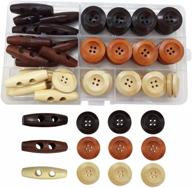 🔴 assorted 1-inch 4 hole wooden toggle buttons for crafts - idoxe large round wood buttons, perfect for sewing diy projects and supplies logo