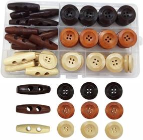 img 4 attached to 🔴 Assorted 1-inch 4 Hole Wooden Toggle Buttons for Crafts - IDOXE Large Round Wood Buttons, Perfect for Sewing DIY Projects and Supplies