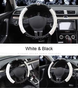img 1 attached to BAIMIL Car Steering Wheel Cover Universal Cystal Crown PU Leather DAD Diamond Steering Wheel Cover 15 Inch Black &Amp Interior Accessories