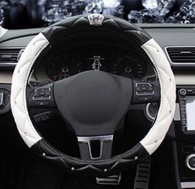 img 2 attached to BAIMIL Car Steering Wheel Cover Universal Cystal Crown PU Leather DAD Diamond Steering Wheel Cover 15 Inch Black &Amp Interior Accessories