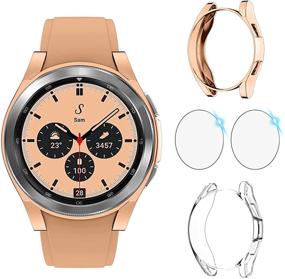 img 4 attached to XYF Compatible Samsung Galaxy Watch 4 Classic 42mm Screen Protector + Case [2+2 Pack] - Clear & Rosegold