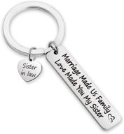 🎁 sister-in-law gift: marriage united us as family, love bonded you as my sister - bracelet keychain gifts for sister-in-law logo