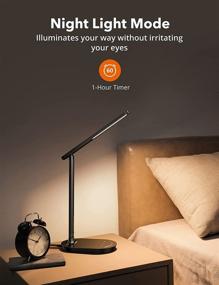 img 1 attached to 💡 soysout LED Desk Lamp: Dimmable, Eye-Caring Reading Lamp with USB Charging Port, Touch Control - Ideal for Study Office, Bedroom - Black