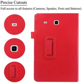 img 1 attached to 📱 EKVINOR Galaxy Tab E 9.6 Case - Slim Red Leather Stand Folio Cover for Samsung Galaxy Tab E 9.6 Inch Tablet (Fits All Versions SM-T560, T561, T565, SM-T567V)