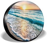 🌊 nelife ocean sunsets waves tire cover: portable polyester wheel cover for jeep, rv, suv, truck & camper accessories (14-17 inch) logo