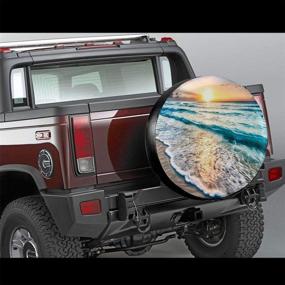 img 3 attached to 🌊 NELife Ocean Sunsets Waves Tire Cover: Portable Polyester Wheel Cover for Jeep, RV, SUV, Truck & Camper Accessories (14-17 Inch)