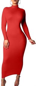 img 2 attached to GOBLES Womens Turtleneck Elegant Bodycon Women's Clothing and Dresses