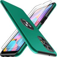 📱 jame green case for samsung galaxy a32 5g with 2 pack tempered glass screen protector - shockproof, scratch proof cover, built-in magnetic kickstand logo