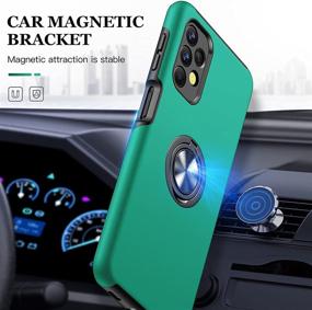 img 1 attached to 📱 JAME Green Case for Samsung Galaxy A32 5G with 2 Pack Tempered Glass Screen Protector - Shockproof, Scratch Proof Cover, Built-in Magnetic Kickstand