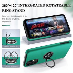img 2 attached to 📱 JAME Green Case for Samsung Galaxy A32 5G with 2 Pack Tempered Glass Screen Protector - Shockproof, Scratch Proof Cover, Built-in Magnetic Kickstand