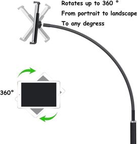 img 3 attached to Универсальный напольный держатель для планшета: гибкая гусиная шея, прочная алюминиевая основа для смартфона и планшета размером от 3,5 до 10,6 дюйма - черный.