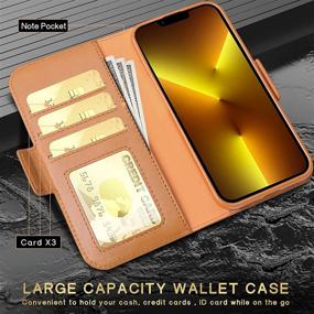 img 1 attached to 📱 FYY Genuine Leather Wallet Phone Case for iPhone 13 Pro 5G 6.1", Yellow & Brown - Supports MagSafe Charging, Card Holder & Shockproof Protection