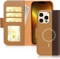 📱 fyy genuine leather wallet phone case for iphone 13 pro 5g 6.1", yellow & brown - supports magsafe charging, card holder & shockproof protection logo