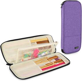 img 4 attached to Teamoy Knitting Needles Case - Purple, Travel Organizer Bag for Knitting Needles up to 14'', Tunisian Crochet Hooks, and Accessories - Improved SEO