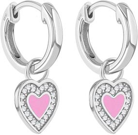 img 3 attached to 💎 Elegant & Enchanting: 925 Sterling Silver Heart Dangle Hoop Earrings for Young Girls & Pre-Teens - Exceptional Girls' Jewelry Collection