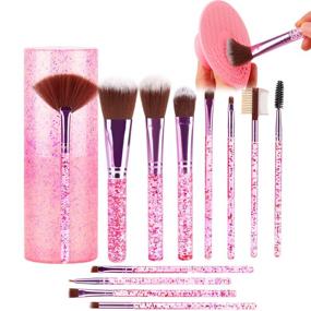 img 4 attached to 💄 Jornarshar Makeup Brush Set: 12 Brushes, 1 Cleaner, and Case - Ideal for Foundation, Powder, Concealers, Eyeshadow, Liquid, Cream Blush - Professional Cosmetic Brushes