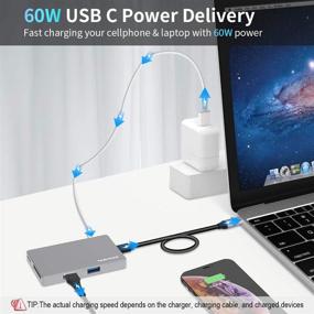 img 3 attached to 🔌 Onvian 6-in-1 Alumium USB C Hub Adapter with 4K HDMI, 60W PD, 2 USB 3.0 Ports, SD/microSD Card Readers, Detachable Cord - Compatible with MacBook, ChromeBook, and More