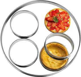 img 4 attached to 🥧 Набор кольцев для тортов NewlineNY из нержавеющей стали с двойными скатанными краями - 5 штук круглых формовочных инструментов для идеальных выпечек и маффинов.