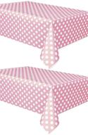 🎀 polka dot plastic tablecloth 2 pack: light pink with white dots (108 x 54) logo