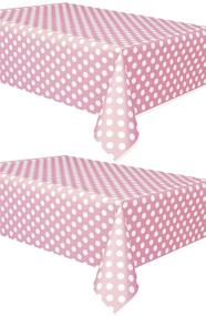 img 2 attached to 🎀 Polka Dot Plastic Tablecloth 2 Pack: Light Pink with White Dots (108 x 54)