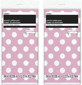 img 1 attached to 🎀 Polka Dot Plastic Tablecloth 2 Pack: Light Pink with White Dots (108 x 54)