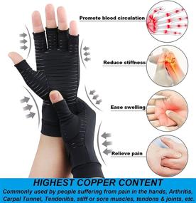 img 3 attached to Copper Arthritis Gloves: Effective Pain Relief for Women/Men, Fingerless Compression Gloves - 2 Pairs