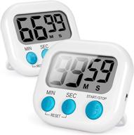 ⏰ 2 pack white kitchen timers – loud alarm magnetic digital timers for cooking, enhanced silent classroom timer for kids with back stand and battery included logo