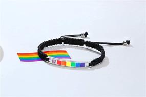 img 1 attached to 🌈 HoBST Stainless Steel LGBT Pride Rainbow Adjustable Handmade Bracelet - Perfect for Couples