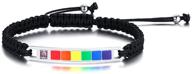 🌈 hobst stainless steel lgbt pride rainbow adjustable handmade bracelet - perfect for couples logo