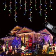 🎄 outdoor christmas icicle lights, 29.5ft 360 led connectable string lights with 60 drops, 8 modes fairy twinkle lights for party, holiday, wedding, christmas decorations(multicolor) logo