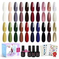 🎁 23 pcs gel nail polish set with glossy & matte top and base coat - black white gold classical collection with sparkle glitters - perfect christmas & new year gift logo