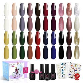 img 4 attached to 🎁 23 Pcs Gel Nail Polish Set with Glossy & Matte Top and Base Coat - Black White Gold Classical Collection with Sparkle Glitters - Perfect Christmas & New Year Gift