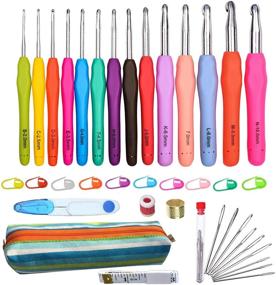 img 4 attached to ✂️ Set of 14 Ergonomic Crochet Hooks 2mm(B)-10mm(N) with Case for Arthritic Hands, Longer Crochet Needles - Enhance Your Crocheting Experience!