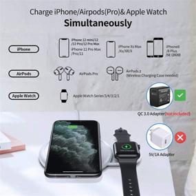 img 3 attached to Nalwort 2 in 1 Wireless Charger: Dual Charging Pad for Apple Watch SE/6/5/4/3/2, AirPods 🔌 2/Pro, iPhone 12 Mini/12/12 Pro/12 Pro Max/11/SE/X/XR/XS/XS Max/8 Plus (No Adapter) - Efficient and Convenient Charging Solution