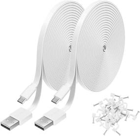 img 4 attached to 🔌 Long-lasting 2 Pack 26FT Power Extension Cable for WyzeCam, KasaCam, Yi Camera, Blink & More – Durable USB to Micro USB Charging Cord for Indoor Security Cameras – Includes Wire Clips & White Finish