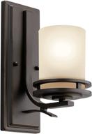 🔦 kichler hendrik 12" wall sconce: classic olde bronze® design with 1 light and light umber etched glass логотип