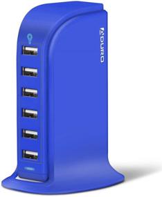 img 4 attached to Aduro 40W 6-Port USB Desktop Charging Station Hub Wall Charger For IPhone IPad Tablets Smartphones With Smart Flow (Blue)