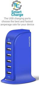 img 1 attached to Aduro 40W 6-Port USB Desktop Charging Station Hub Wall Charger For IPhone IPad Tablets Smartphones With Smart Flow (Blue)