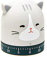 red dollar 100% mechanical kitchen timer - christmas holiday new year 60-minute wind up dial 360° rotating kitten countdown egg reminder, no batteries loud ring - cute cooking time management (cat) logo