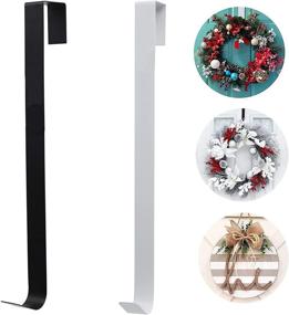 img 1 attached to WintMing 2-Pack 15” Metal Over Door Wreath Hook for Christmas and Party Decoration - Black/White Front Door Wreath Hanger