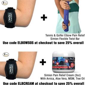 img 1 attached to 🎾 Simien Tennis Elbow Brace (2-Count) - Effective Tennis & Golf Elbow Pain Relief Kit with Compression Pad, Wrist Sweatband, and E-Book