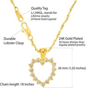 img 2 attached to 💎 LIFETIME JEWELRY: Exquisite Cubic Zirconia Open Heart Pendant Necklace With 24k Real Gold Plating