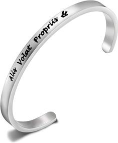 img 2 attached to 🎓 FEELMEM Alis Volat Propriis Cuff Bracelet - Empowering and Inspiring Graduation Jewelry Gift