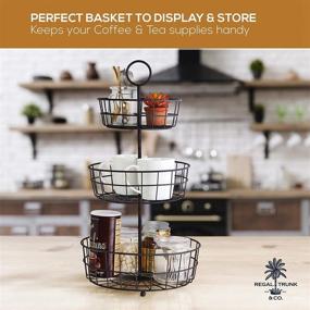 img 1 attached to 🧺 REGAL TRUNK & CO. French Country Wire Baskets - 3 Tier Fruit Basket for Storing Veggies, Bread & More - Countertop or Hanging Tiered Fruit Basket Stand