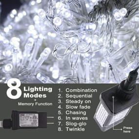 img 1 attached to 320 LED Christmas Tree Lights, 115ft/35m End-to-End 8 Modes Plug-in Waterproof Fairy String Lights for Indoor/Outdoor Decorations - Cool White, Ideal for New Year, Thanksgiving Day, Wedding, Patio, and Home