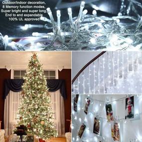 img 2 attached to 320 LED Christmas Tree Lights, 115ft/35m End-to-End 8 Modes Plug-in Waterproof Fairy String Lights for Indoor/Outdoor Decorations - Cool White, Ideal for New Year, Thanksgiving Day, Wedding, Patio, and Home