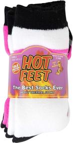 img 3 attached to 🧦 Cozy and Warm Indoor Slipper Socks for Girls with Gripper Bottoms - Hot Feet 3 Pairs, Thick Brush Inner Insulated