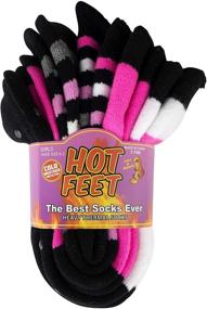 img 1 attached to 🧦 Cozy and Warm Indoor Slipper Socks for Girls with Gripper Bottoms - Hot Feet 3 Pairs, Thick Brush Inner Insulated