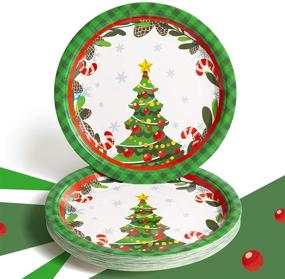 img 1 attached to 🎅 Christmas Paper Plates and Napkins Sets - Green Christmas Tree and Red Santa Claus Design - 30 Guests - 30 Dinner Plates, 30 Dessert Plates, 30 Napkins, 30 Cups - Perfect for Holiday Christmas Celebration!